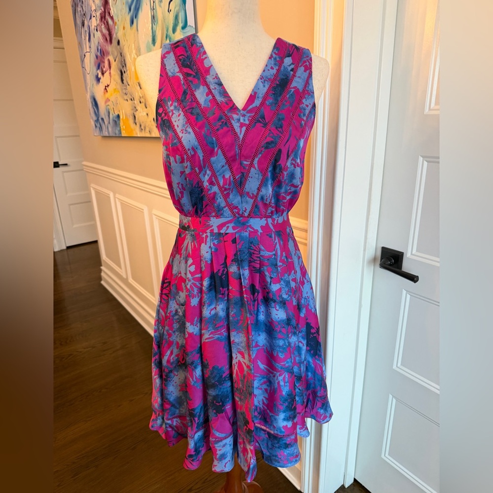 NWT Banana Republic Pink and Blue Floral Sleeveless Dress